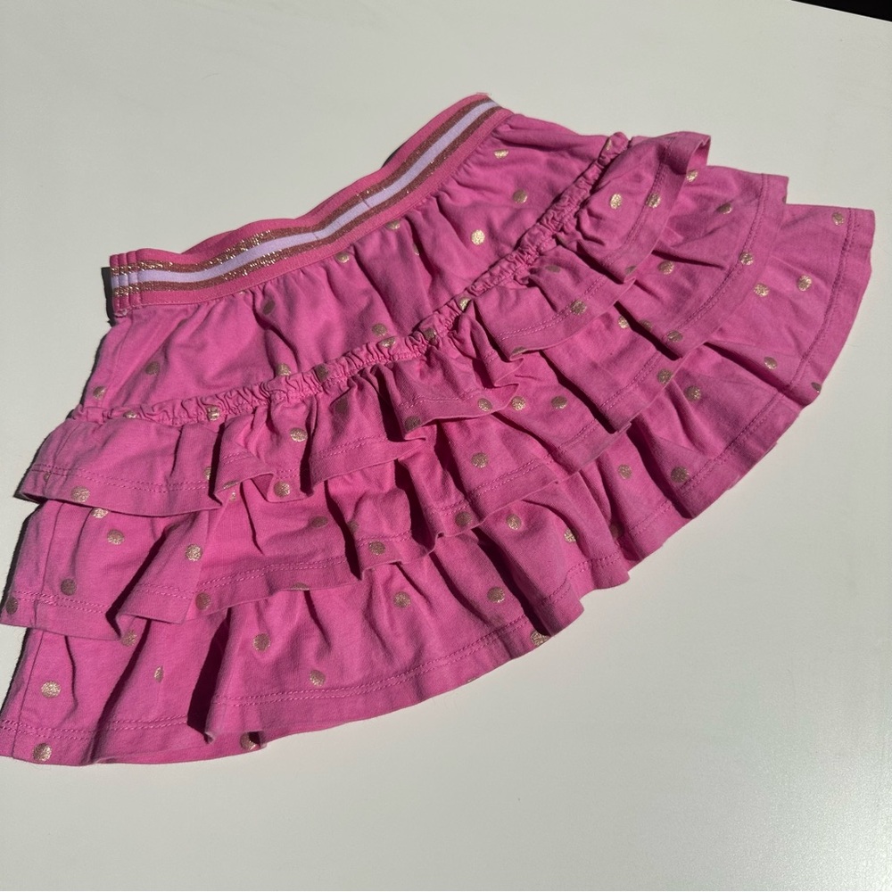 Boden Pink Ruffle Skort with Gold Accents